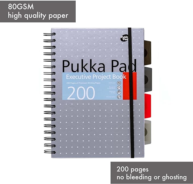 Pukka Pad 5 Subject Spiral Notebook 12-Pack - 200 Pages, 100 Sheets of 80GSM Paper with Repositionable Dividers & Perforated Edges for School & Office Planning & Organization - B5-7 X 10, Metallic