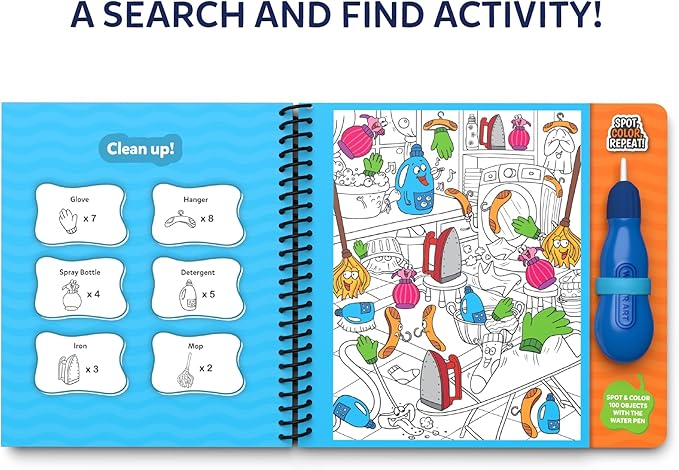 Skillmatics Reusable Search & Find Book - Water Spotter, Mess-Free, Paint with Water Kits, Fun Learning Activity, Travel Toy, Gifts for Boys & Girls Ages 4, 5, 6, 7, 8