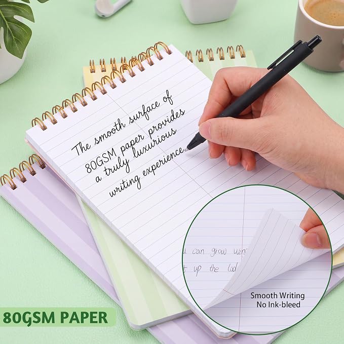 Thboxes 10 Pack 6 x 9 Steno Pads Top Spiral Notebook 5 Color Fruit Covers, White Paper with Double-sided Ruled Printing,80 Sheets Per Pad, for School, University, College, Work, Office.