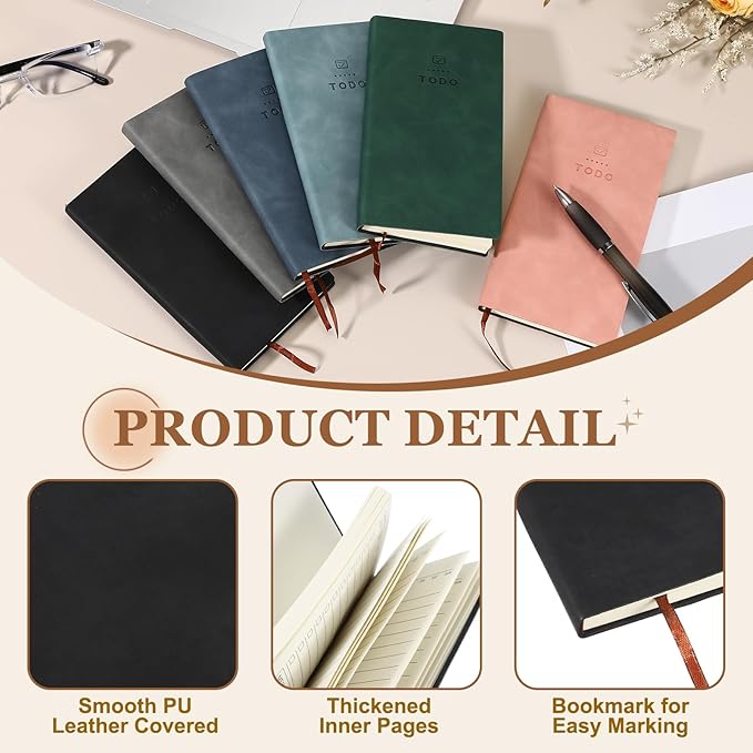 PATIKIL 2Pcs Planner Notebook, A6 100 Sheets Undated to Do List Daily Weekly Monthly Goals Tracker Pocket Notebook for Office Study Time Management Fitness Weeding, Black/Green