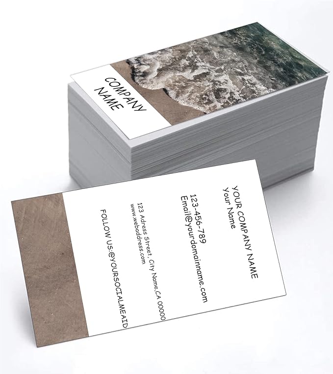 Customizable Printed Business Stock Cards -Single and Double-sided Color Printing - 3.5" x 2" - 100% Recycled Content (500/200 PCS) Premium Double-sided Print