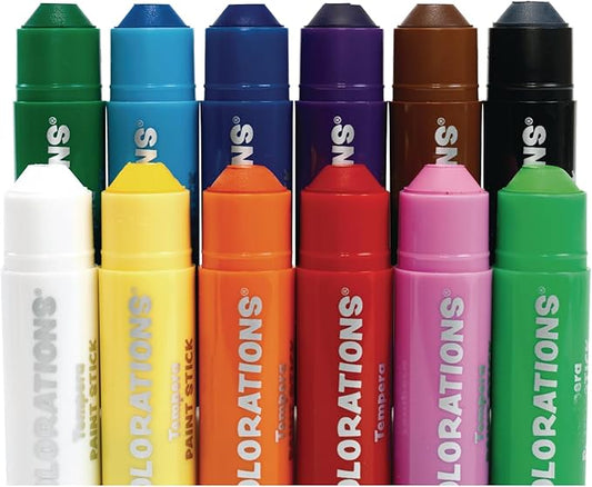 Tempera Paint Sticks, Set of 12, No Mess, Non Toxic, Quick Drying, Vibrant Colors, Kids Painting, Painting, Art, Craft, Childrens Paint Sticks, Tempera Paint Sticks for Kids, Solid