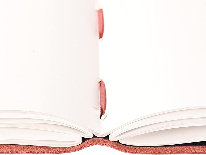 Leather Drawing Journal Daily Travel Diary, Antique Handmade Vintage Bound Rustic Writing Notebook, Genuine Leather Unlined Cream Paper, Art Sketchbook, 7x10 Inches-Red