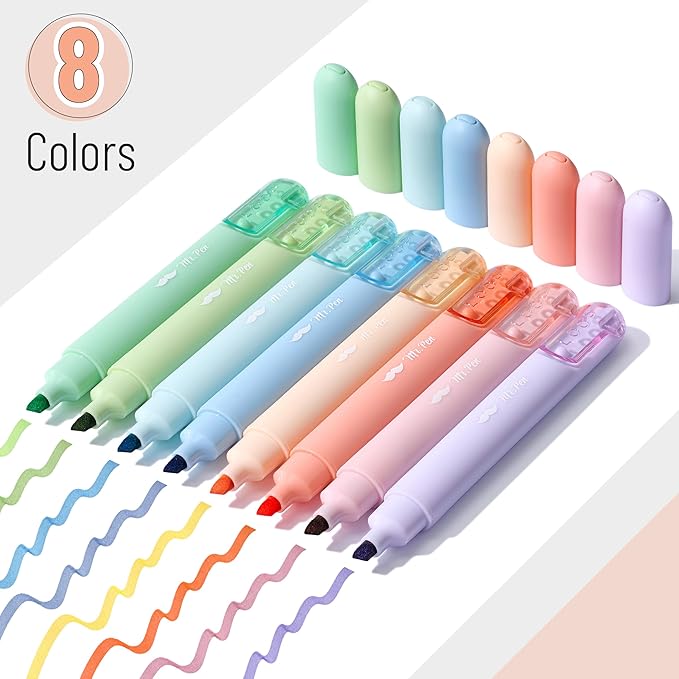 Mr. Pen- Aesthetic Highlighters, 8 Pack, Pastel Colors, Cute Highlighters Assorted Colors for Journaling, Highlighting, Underlining, Fast Dry, Back to School Supplies