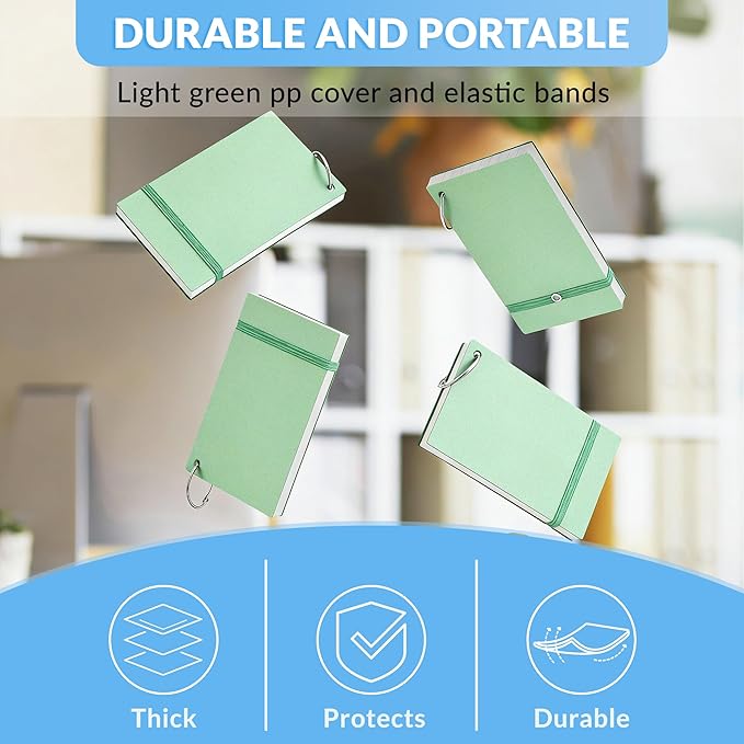 NEEWAY Ruled Index Cards with Ring 3x5 Inches, 200 Count Note Cards Lined, Flash Cards with Rings for Studying, Home and Office (Light Green)