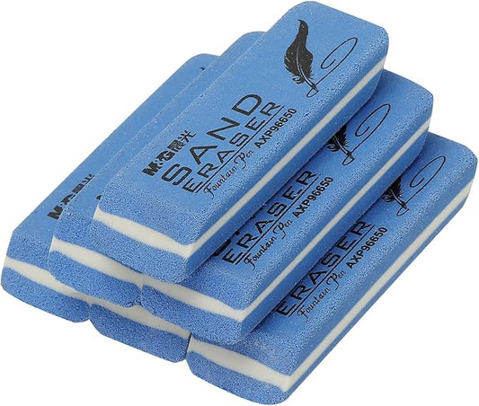 PATIKIL 6 Pcs Sand Erasers, Frosted Eraser Block Easy to Clean Durable Bulk for Gel Ink Ballpoint Fountain Pen Office, AXP96650, Blue