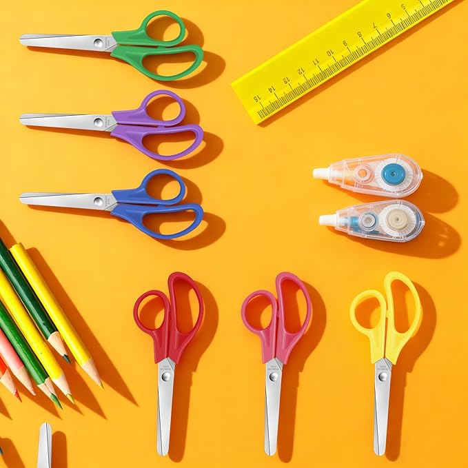 36 Packs Kids Blunt Tip Safety Scissors Bulk,5" Stainless Steel Craft Scissors for Preschool kindergarten, Xnluothsk