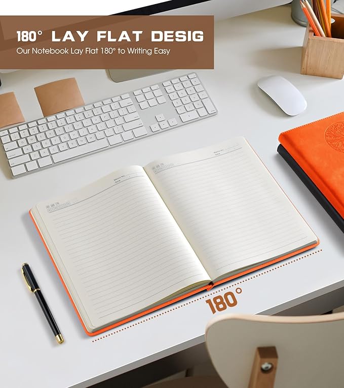 Lined Journal Notebook for Women Men,256 Thick Pages,A5 Hardcover Vintage Leather Journal for Writing,Travel,Business,Work, School,College Ruled Notebooks for Note Taking,Daily Diary 5.7"×8.3"