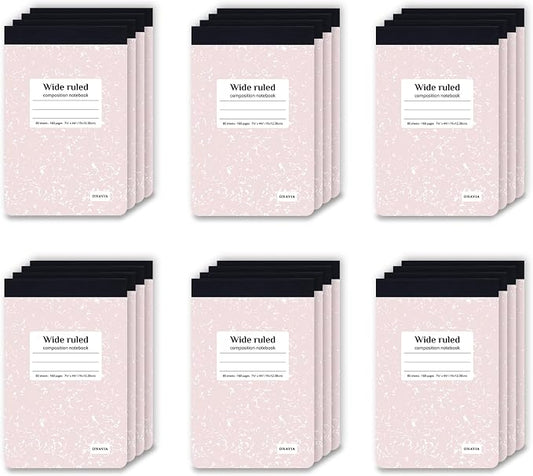 ONAVIA Pink Small Composition Notebooks Bulk, Wide Ruled 160 Pages