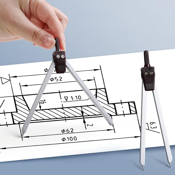 School Geometry Tool Set, Including Metal Geometry Tool, Divider, Set Square, Pencils, Eraser, Sharpener, Storage Bag