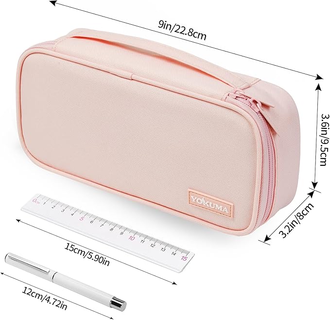 YOKUMA Pencil Case,Large Capacity Pencil Pouch,Aesthetic Zipper Pencil Box, Back to School Supplies for College Student Teen Adults,Travel Essentials,Electronic Cable Organize