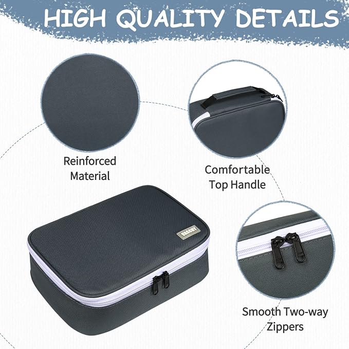 VASCHY Large Pencil Case, Art Color Pencils Pouch with Detachable Layers Multiple Zip Pockets for School Office Stationary Organization Dark Gray
