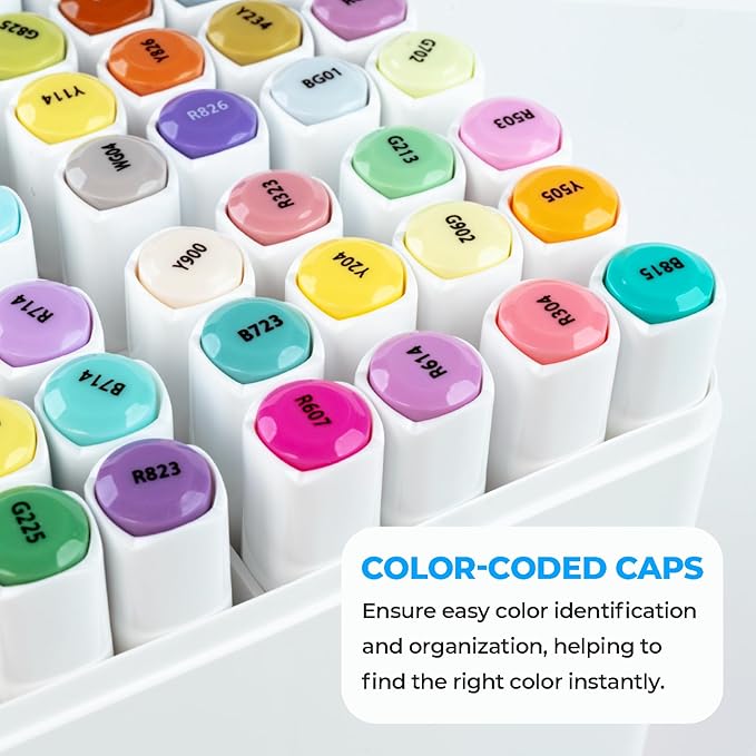 Ohuhu Markers for Starters, 80-color Chisel & Fine Dual Tips Alcohol Markers Coloring Illustration Sketching Alcohol Art Marker Set for Adult Beginner, Great Value Pack for Students' Art Class -Manoa