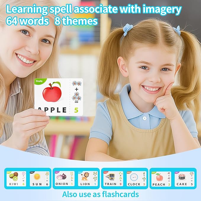 Educational Toys Learning Games for Kids 3-8, Matching Letter Spelling Early Math Game for Preschool& Kindergarten Kids Boys and Girls Light Blue ，Christmas Birthday gift for 4 5 6 7 boys girls