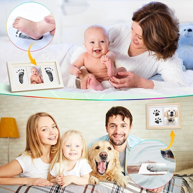 Baby Hand and Footprint Paint with Sponge Head, 2.54 fl oz, Non-Toxic & Acid-Free, Washable Baby Safe Paint for Newborn Keepsakes, Dog Nose & Paw Prints, Ideal New Mom Gift - Black