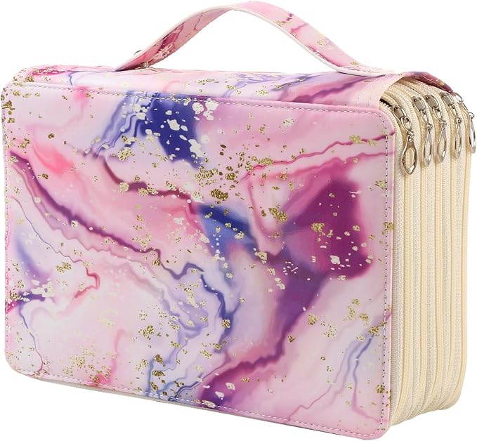 Portable Colored 250 Slots Pencil case Organizer with Printing Pattern for Watercolor Pens or Markers, Pencil Case Organizer for Artist