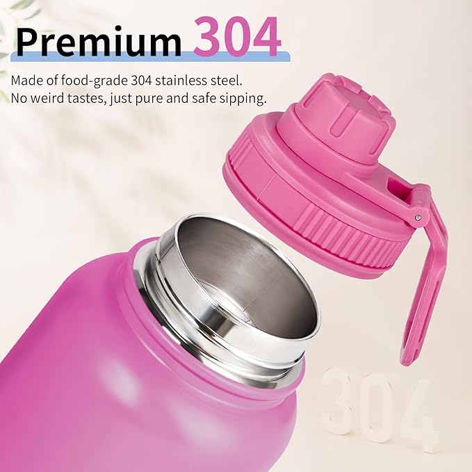 Gulex Motivational Water Bottle 32oz with Time Marker- Leakproof & BPA Free Sports Water Bottle with Straw & Carry Strap for Gym, Travel and Outdoor Sports (Stainless steel insulation-PurpleBlue)