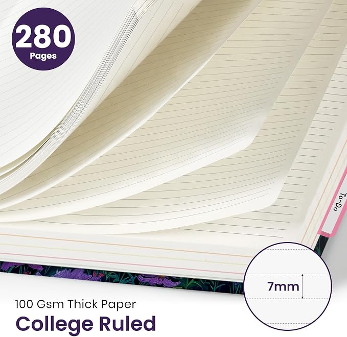 Taja Pretty Large Spiral Lined Notebook for Work with 5 Removable Dividers
