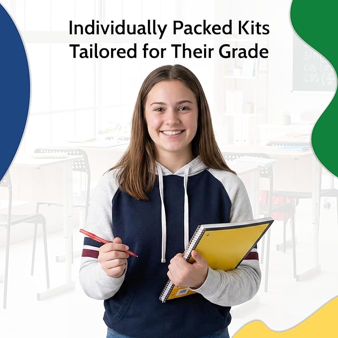EPI Essentials Bulk School Supplies for Kids – 7th to 12th Grade School Supply Packs – College-Ruled Bundle with Classroom-Ready Standard List Essentials – 168 Boxes per Pallet