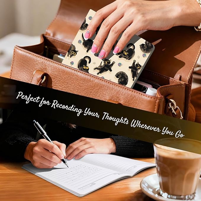 Sentudenl Stitched Composition Notebooks 2-Pack with Unique Art Designed Cover , A5 Lined Diary (8.2"L*5.5"W), Lay Flat Design, 80 Pages Office Workbooks, Thicked Paper Writes Smoothly for School and Office (Black Cats)