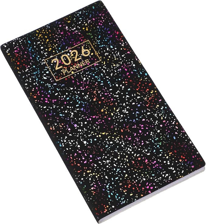 PATIKIL 2026 Daily Planner Notebook, 6.8 x 3.8" 64 Sheets Undated to Do List Daily Weekly Monthly Goals Pocket Notebook for Office Home Study Work Weeding Time Management, Colorful Black