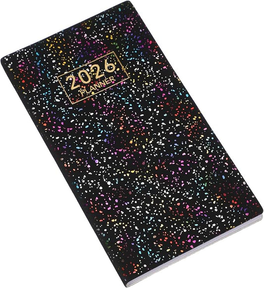 PATIKIL 2026 Daily Planner Notebook, 6.8 x 3.8" 64 Sheets Undated to Do List Daily Weekly Monthly Goals Pocket Notebook for Office Home Study Work Weeding Time Management, Colorful Black