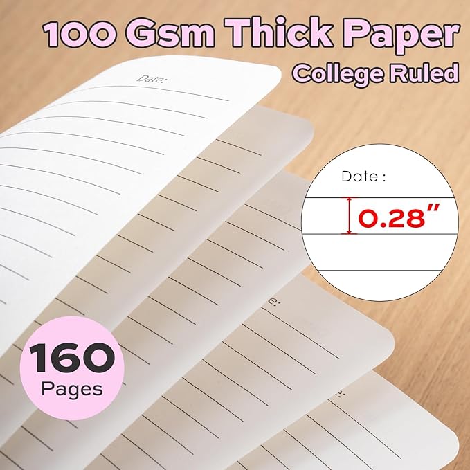 deli 6 Pack Lined Spiral Journal Notebook, 160 Pages, A5 (5.5"x8") Hardcover Writing Notebook, College Ruled Spiral Bound Journal for Women & Men - Perfect for Work, School, Office & Note Taking