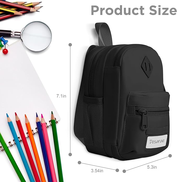 Large Capacity Pencil Case, Mini Backpack Pencil Case, Storage High Capacity Bag Pouch Holder Marker Pen Organizer, for Student, Teen Girls, Adults(Black)