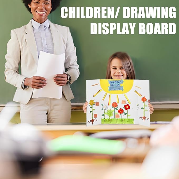 4pcs Trifold Poster Board, 26x17 Inches White Trifold Presentation Display Board Corrugated Project Board for School and Business Project (4 Pcs)