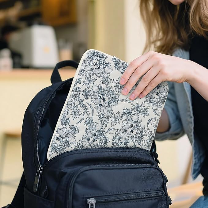 Puffy Laptop Sleeve 13-15.6 Inch Cute Quilted Laptop Protective Case Padded Floral Computer Sleeve for MacBook (B-Dark Blue, 15 Inch)