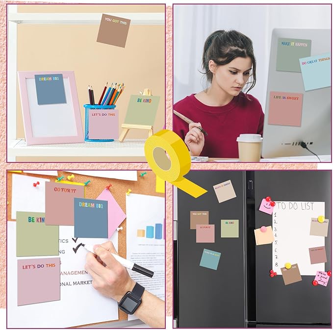 Yinder 24 Pcs Inspirational Sticky Notes Cute Motivational Sticky Notes Pad End of Year Employee Appreciation Gifts Bulk for Teacher Nurse Coworkers Office Supplies 3 x 3''(Motivational,Morandi Color)