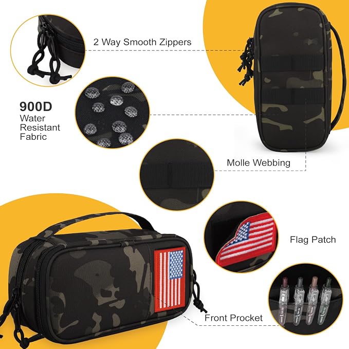 Tactical Pencil Case for Boy,Wide open Pen Pouch Bag with Handle for School | Marker Organizer Case Pen Box, Tool Bag Desk Organizer for School College Office Organizers for Kids Men Women Adult Teens