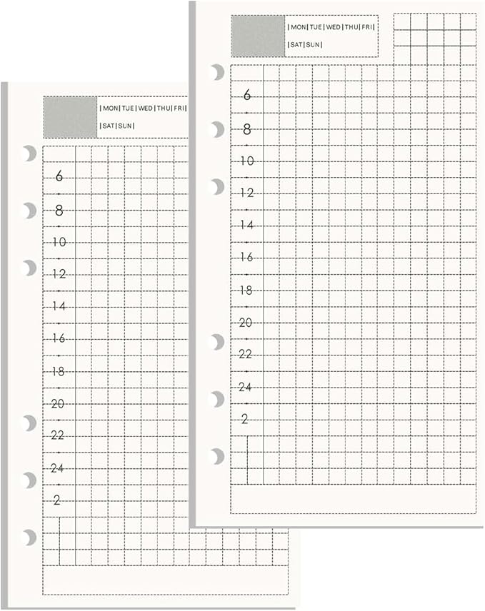 NatSumeBasics A6 Refills Paper 3.5" x 6.5" Undated Daily Binder Planner Inserts 90 Sheets 6 Holes Pocket Notebook Papers for Personal Travel Journal Diary (2 A6 Daily)