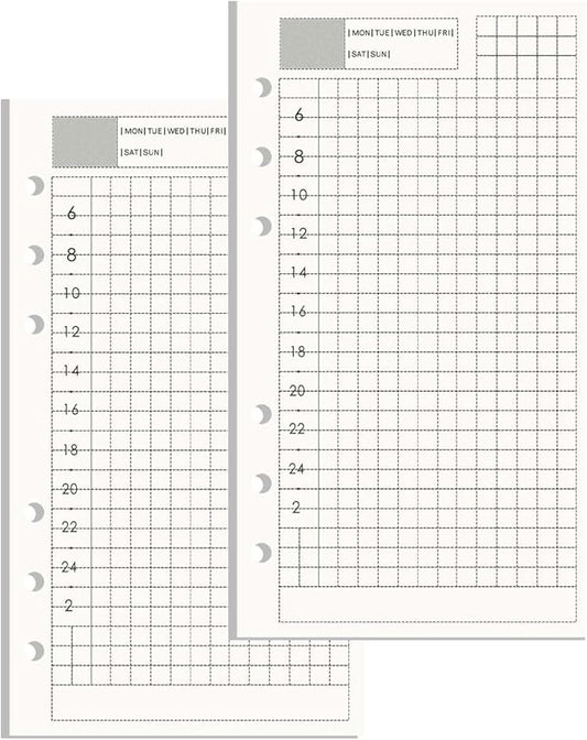 NatSumeBasics A6 Refills Paper 3.5" x 6.5" Undated Daily Binder Planner Inserts 90 Sheets 6 Holes Pocket Notebook Papers for Personal Travel Journal Diary (2 A6 Daily)
