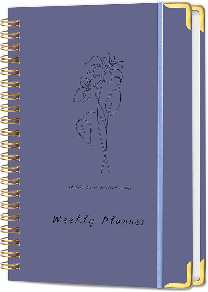 Undated Weekly Planner, Weekly To Do List Notebook with Goal & Habit Tracker Organizer, A5 5.8" x 8.0" Weekly Planner Notebook with Spiral Binding for Men or Women