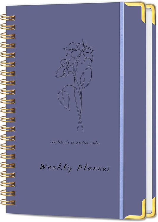 Undated Weekly Planner, Weekly To Do List Notebook with Goal & Habit Tracker Organizer, A5 5.8" x 8.0" Weekly Planner Notebook with Spiral Binding for Men or Women