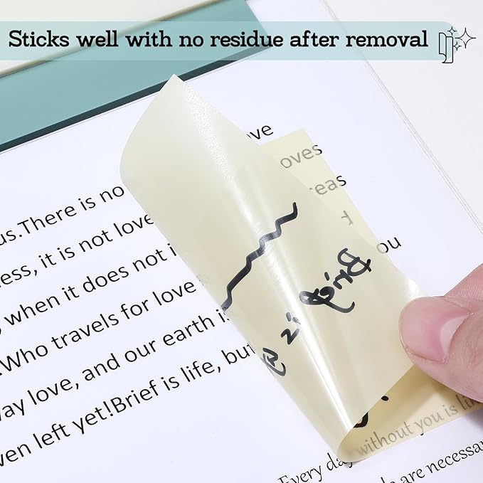 [1000 Sheets] Clear Sticky Notes, 3x3 inch Pastel Color Waterproof Sticky Notes in 7 Vintage Colors for School and Office Supplies, Bible Tabs