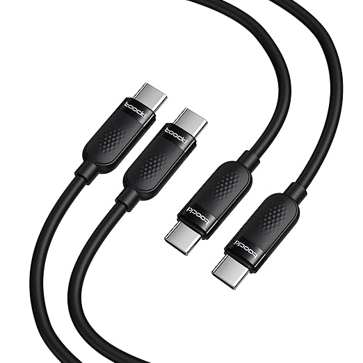 toocki USB C Cable [2Pack,3.3ft] 60W Fast Charging Type C Silicone Flow Cord Compatible with iPhone 17 16 15 Pro Plus Pro Max Air, iPad Pro, Samsung Galaxy S25, Switch, MacBook Air, Pixel (Black)
