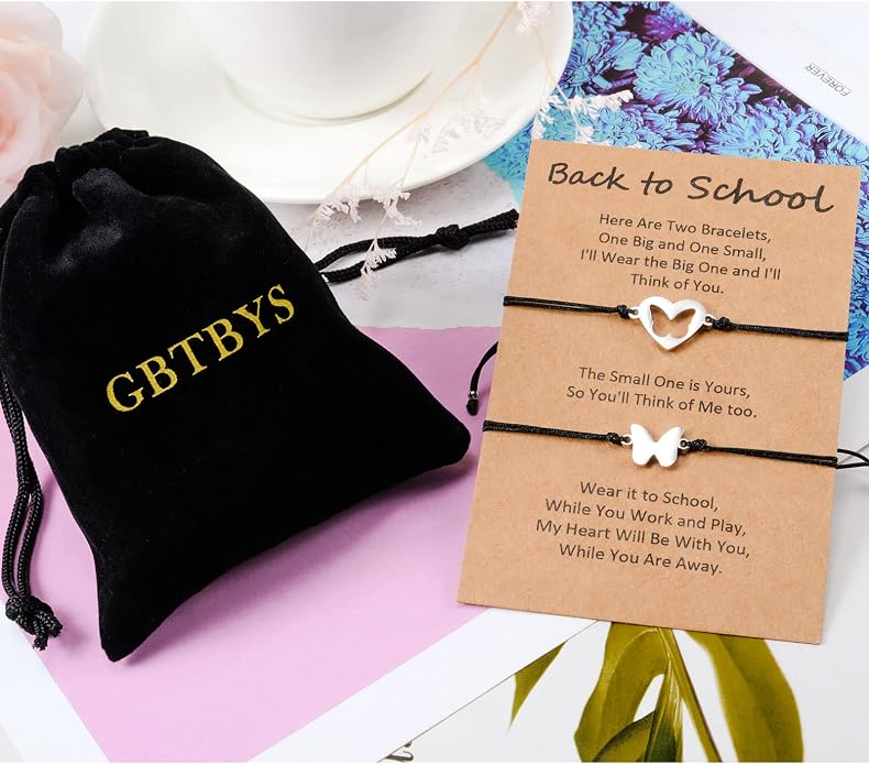 Back to School Gifts Mommy and Me Bracelet First Day of School Matching Wish Bracelets Set for Mother Daughter Son Women Teen Girls Boys Jewelry Gift