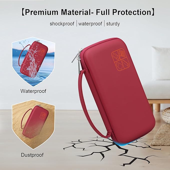 Elonbo Carrying Case for Texas Instruments TI-84 Evo Graphing Calculator, TI-84 Plus CE Evo Graphing Calculator Storage Protective Holder, Extra Mesh Pocket Fits Cable Charger, Red