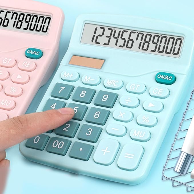 Calculators Desktop,Dual Solar Power and Battery 12 Digits Big Buttons Basic Calculator with Large LCD Display,4 Function Calculators for Office School Business Students Home
