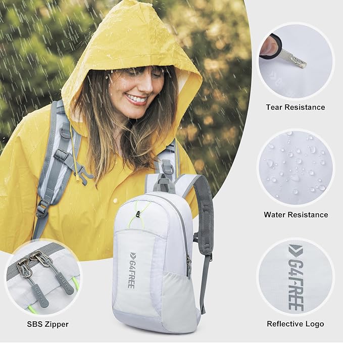 G4Free 24L Lightweight Packable Hiking Backpack Sport Travel Daypack Water Resistant for Women Men | Water Resistant Material, 11.4*7.9*18.5 in, Outdoor Sports, Travel, Hiking, Day trips, Cycling, Daily Use, Foldable Backpack