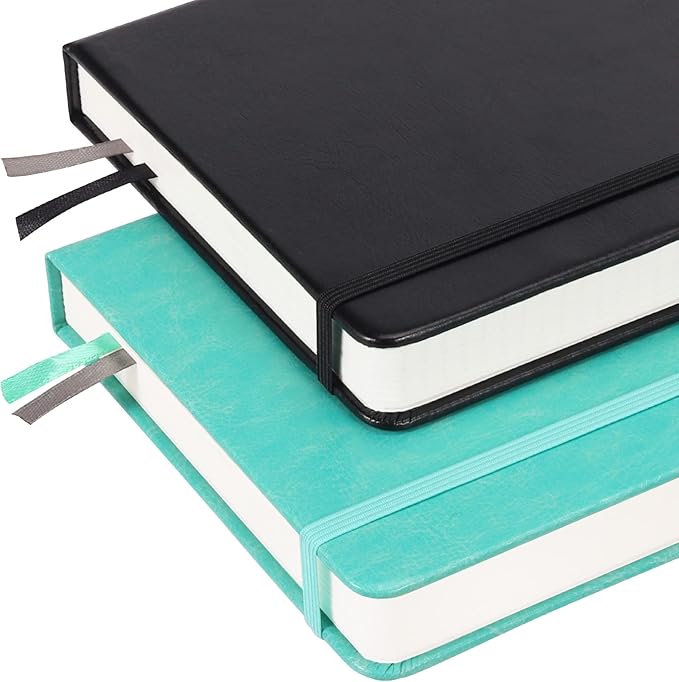 Bullet Dotted Journal Notebook - A5 Dot Grid Notebook with 280 Pages,100gsm Thick Dotted Paper,Leather Hardcover Dotted Journal for Women Men,5.75'' × 8.38''-Black