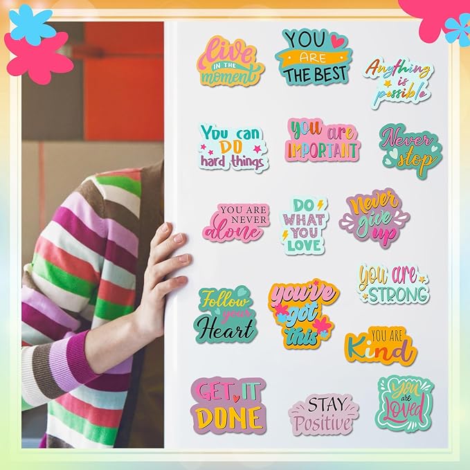 Sinmoe 24 Pieces Inspirational Fridge Magnets for Girls Bible Verse Locker Magnets for Girls Cute Motivational Quotes Refrigerator Decorations for School Classroom Whiteboard Office(Colorful Style)