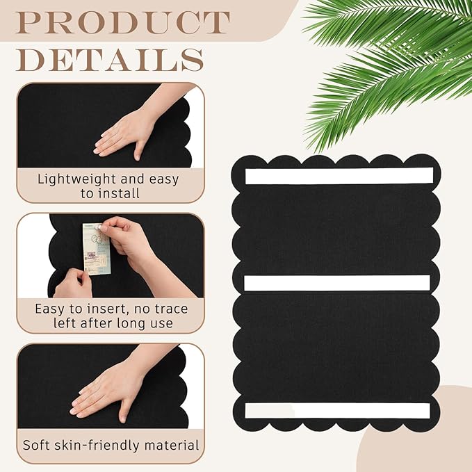 Mooliwe Scalloped Felt Bulletin Board 24 x 18 Inches Foldable Black Pin Cork Board Alternative for Wall, 2' x 1.5' Trifold Picture Vision Self Adhesive Bulletin Decorative