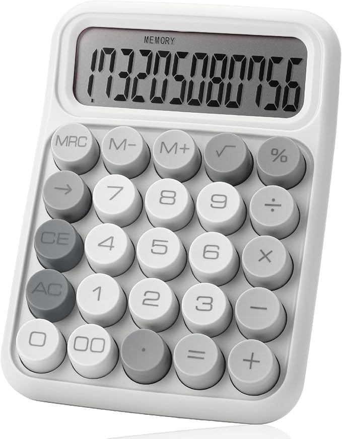 Mr. Pen- Mechanical Switch Calculator, 12 Digit Large LCD Display, Gray with Big Buttons, Mechanical Switch Calculator for Home, School, Office