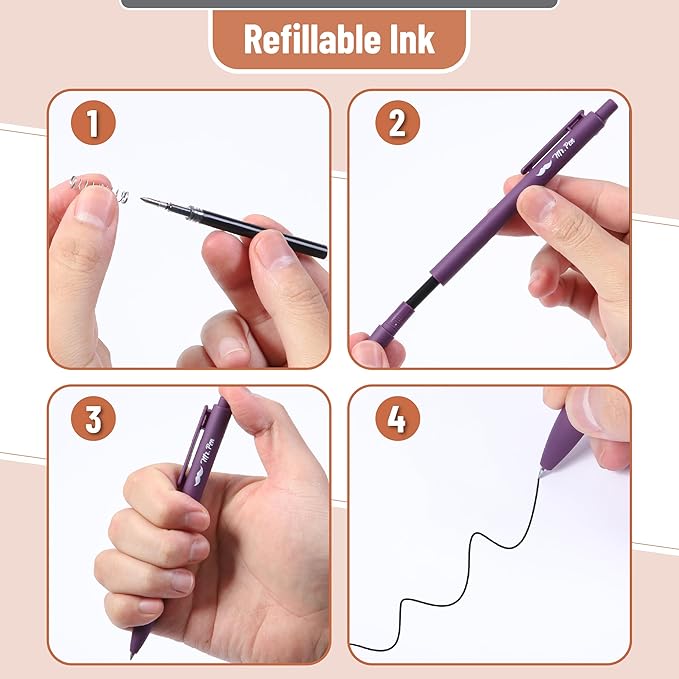 Mr. Pen- Retractable Gel Pens, 12 Pack, Black Ink, Earthly Neutrals Barrel, Fine Point 0.5mm, Fast Dry, Smooth Writing, Cute Pens for Drawing, Writing Planner and School Supplies