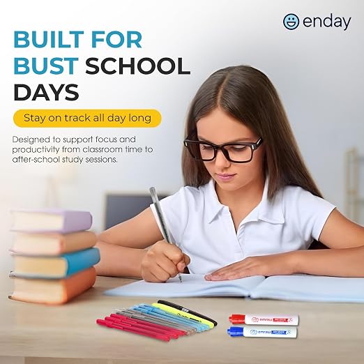 Enday Middle School Supplies Kit - 6th, 7th, and 8th Grade Back to School Supplies - 55 Piece, Premium Quality Kids School Supplies for Girls & Boys, Grades 6-8 Middle School Supplies for Kids