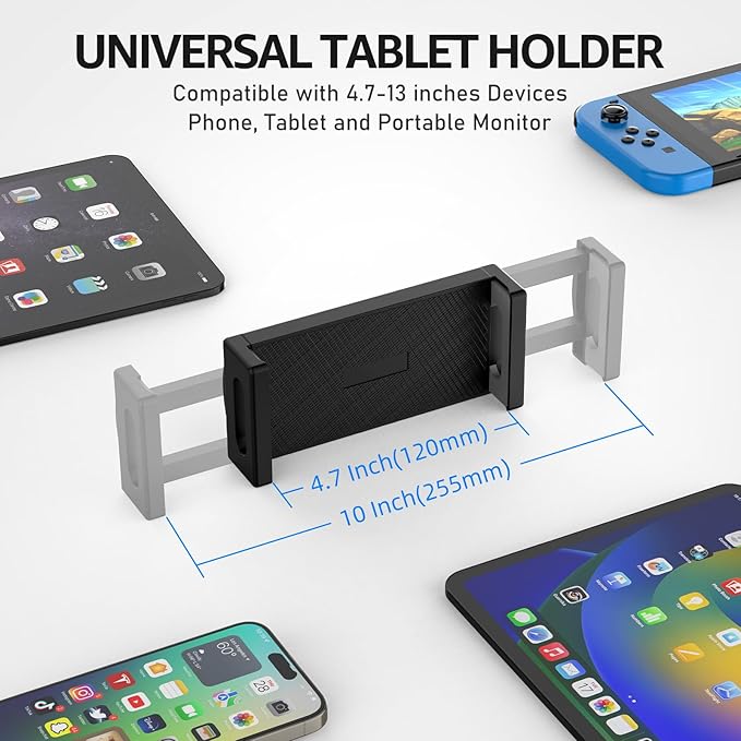 Urmust Adjustable Tablet Wall Mount, iPad Wall Mount Holder with 360° Swivel, Extendable Wall Holder for 4.7-13" Phones & Tablets, Long Arm Foldable Bracket for iPad Pro/Air/Mini,Galaxy Tab, Kindle