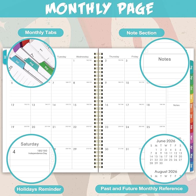Planner 2026-2027 - Academic Planner, Jul. 2026 - Jun. 2027, 9" X 11", 2026-2027 Planners Weekly and Monthly, Calendar Planners with Colorful Monthly Tabs, Twin-Wire Binding, Holidays, Back Pocket
